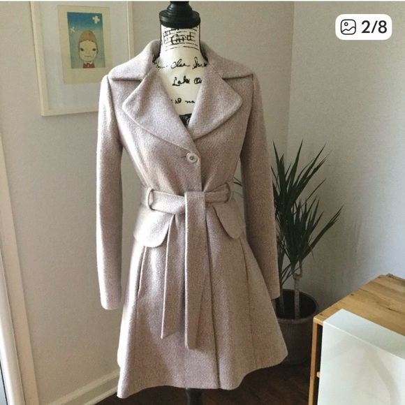 Jessica Simpson Belted Wool-Blend Coat with Removable Faux Fur Collar - Women-XS - Picture 2 of 8